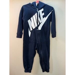 Nike Baby Boys Girls Navy Blue Logo Hooded Footless Bunting Romper 24M 86-92CM